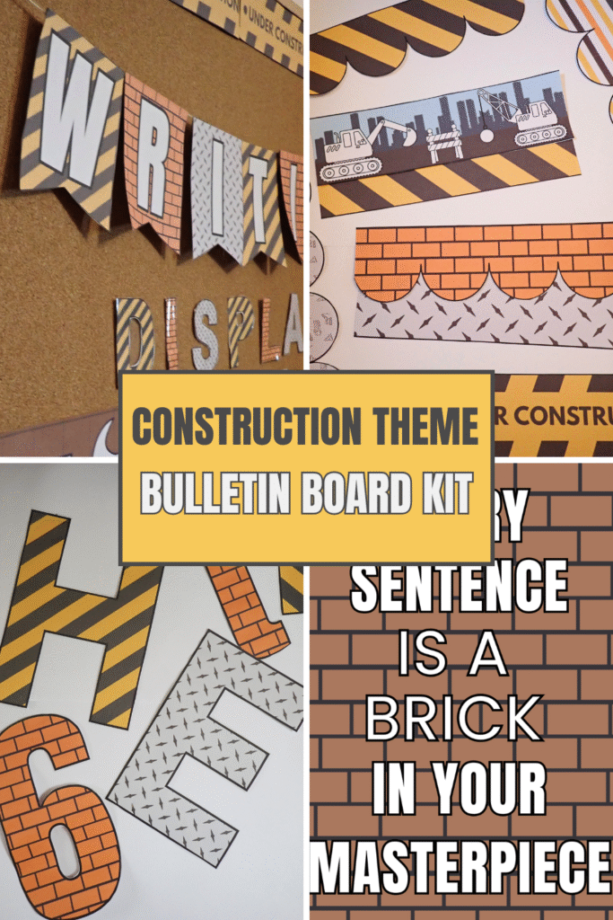 Construction theme classroom bulletin board decor set