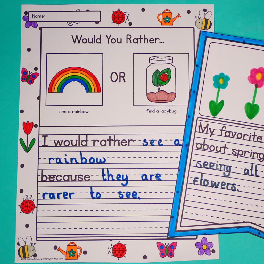 This or That, would you rather spring writing prompt