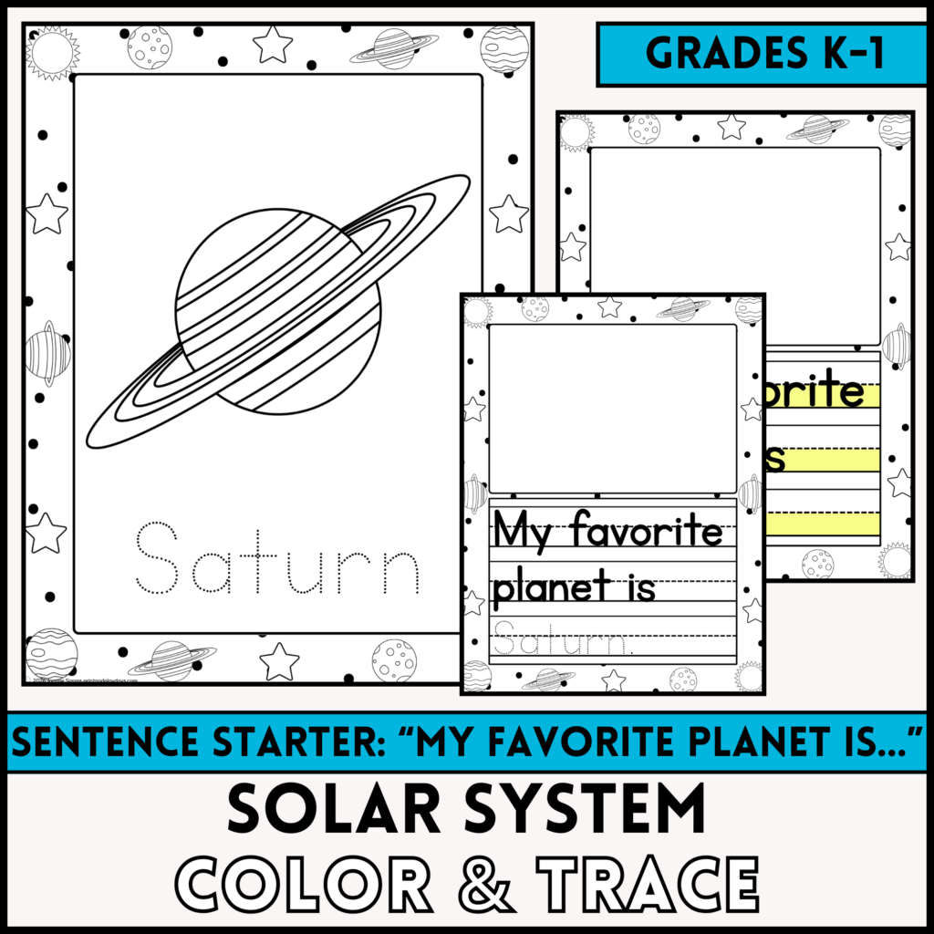 Solar System color and trace free worksheets for K-1