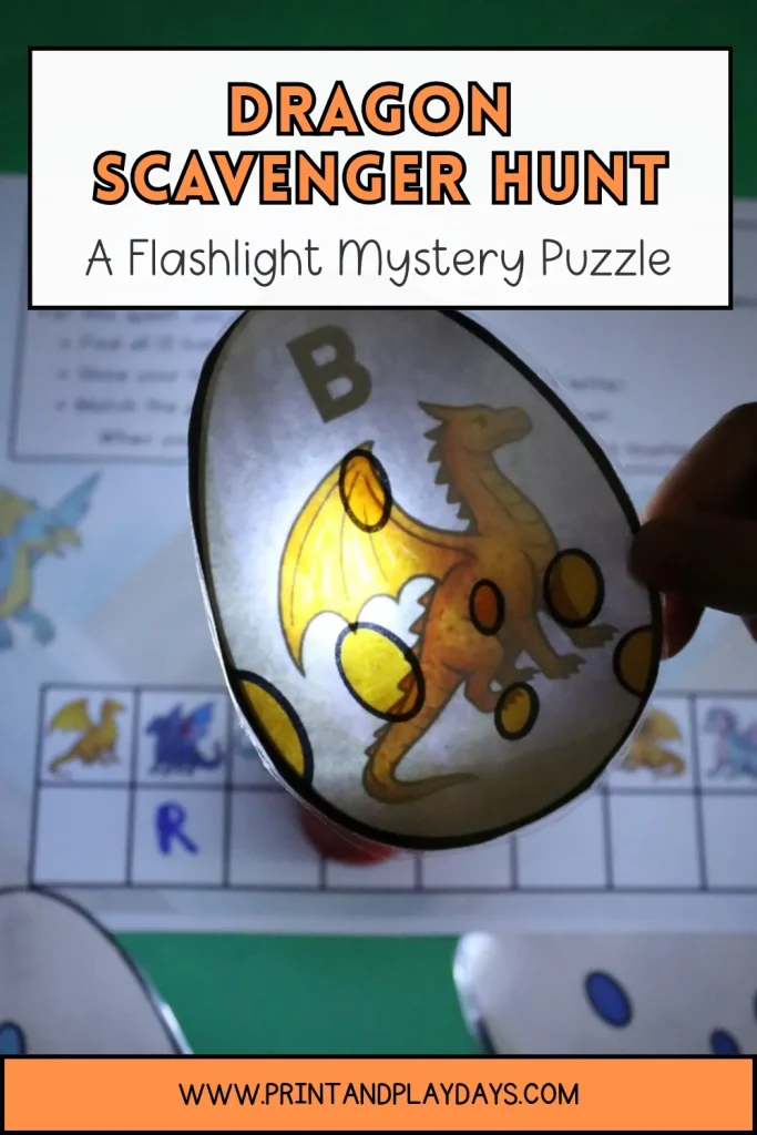 Dragon Scavenger Hunt A Flashlight Mystery Puzzle for kids party game