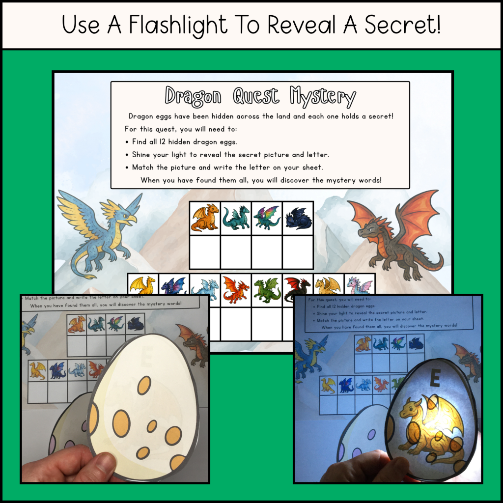Dragon Quest Mystery Scavenger Hunt, use a flashlight to reveal a secret.