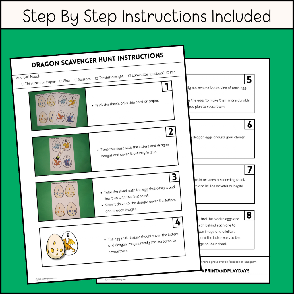 Step By Step instructions for dragon scavenger hunt party game