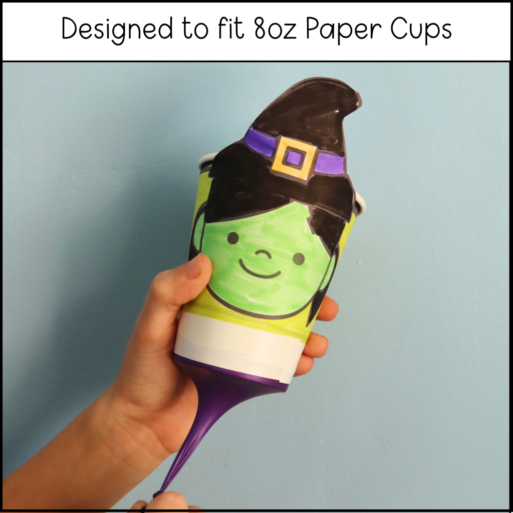 Halloween pom pom shooter cup templates to fit 8oz paper cups